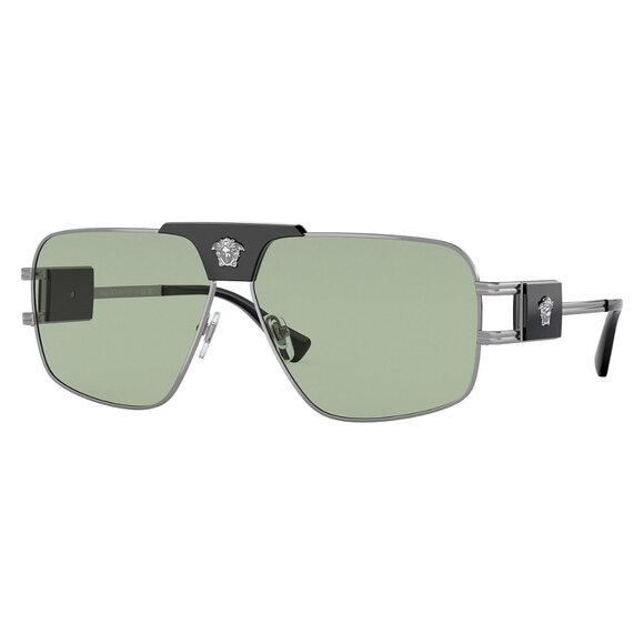 NEW VERSACE AVIATOR MEN VE2251 1001/2 SUNGLASSES MOD 2251 10012 GUNMETAL GREEN